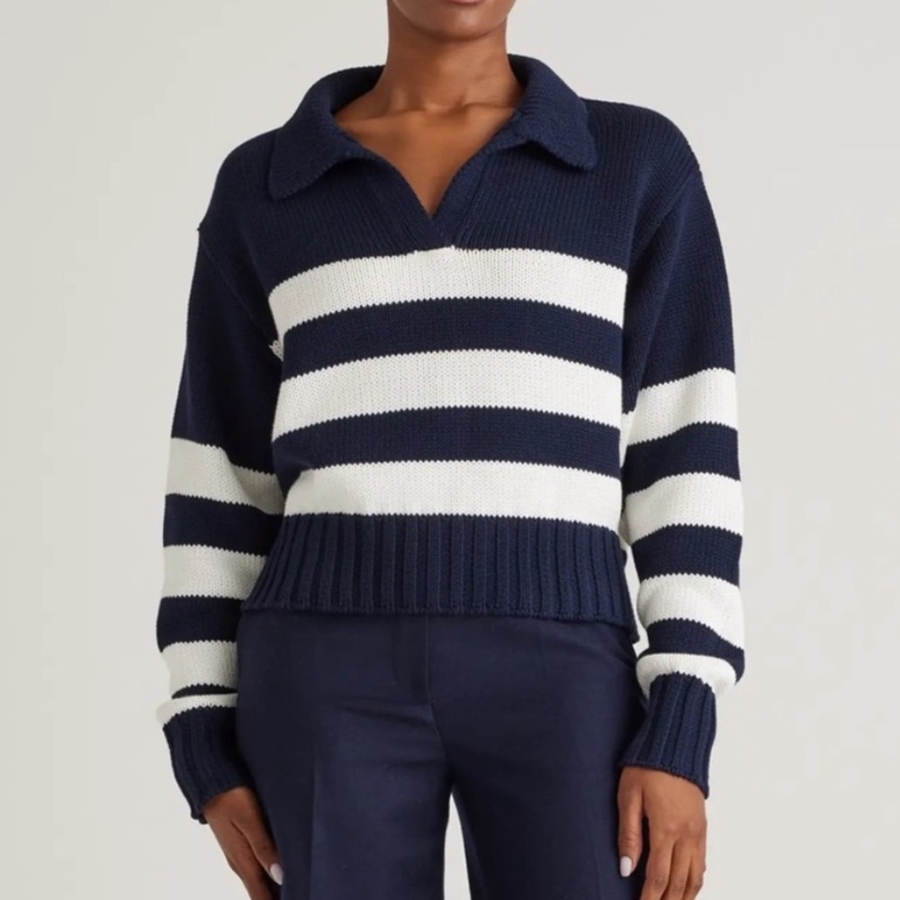 NEW Quince navy/white striped sweater